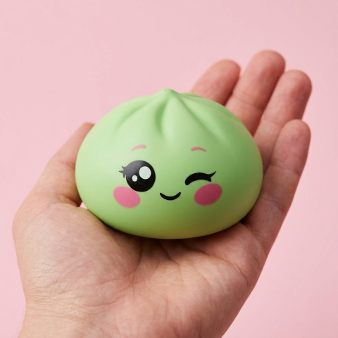 Dumpling Squishy Verde Pistacchio Occhiolino — squishy antistress slow-rise kawaii