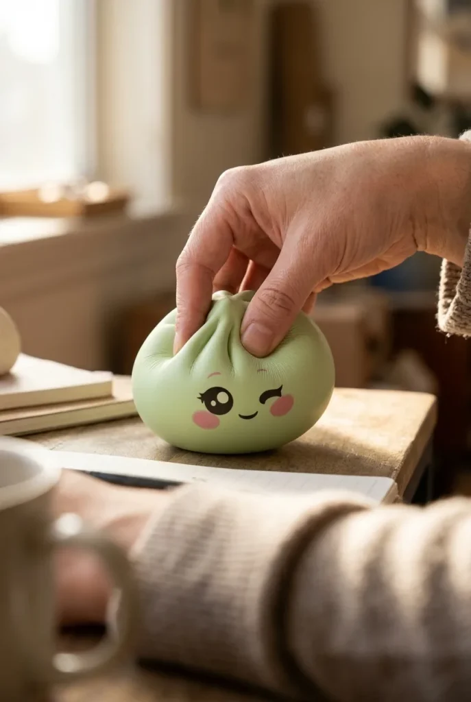 Dumpling Squishy Verde Pistacchio Occhiolino — squishy antistress slow-rise kawaii