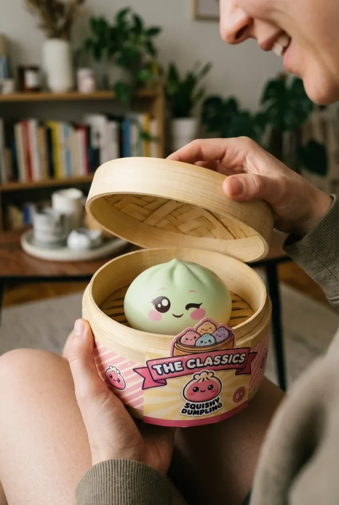 Dumpling Squishy Verde Pistacchio Occhiolino — squishy antistress slow-rise kawaii