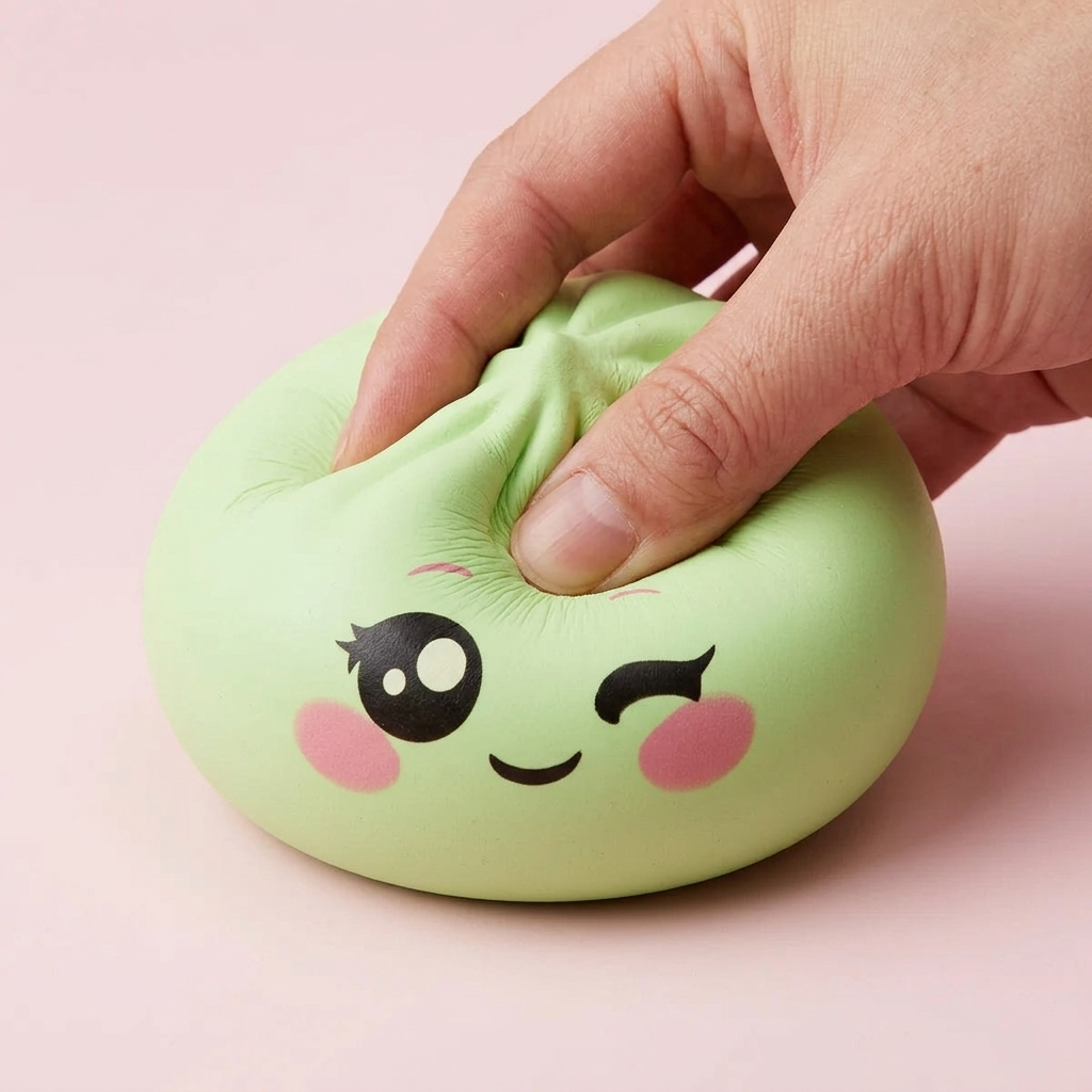 Dumpling Squishy Verde Pistacchio Occhiolino — squishy antistress slow-rise kawaii