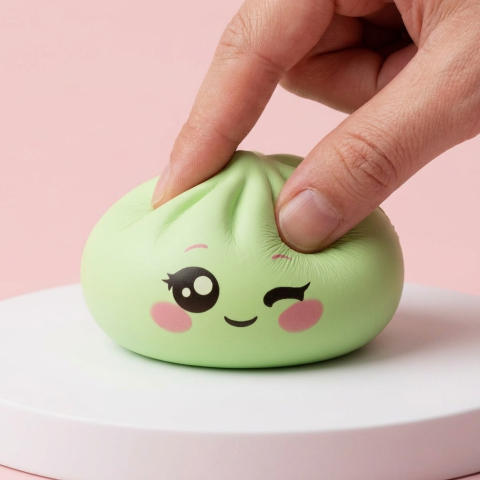 Dumpling Squishy Verde Pistacchio Occhiolino — squishy antistress slow-rise kawaii