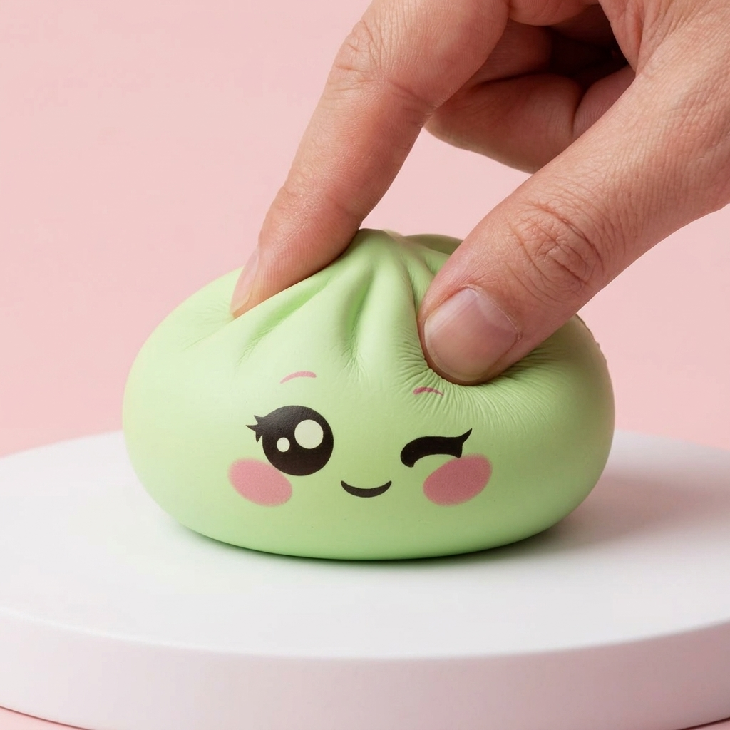 Dumpling Squishy Verde Pistacchio Occhiolino — squishy antistress slow-rise kawaii