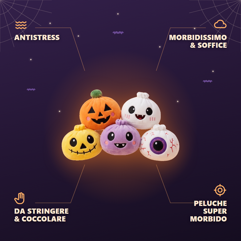 Squishy Dumpling Halloween Spaventoso Set da 5 — squishy antistress slow-rise kawaii