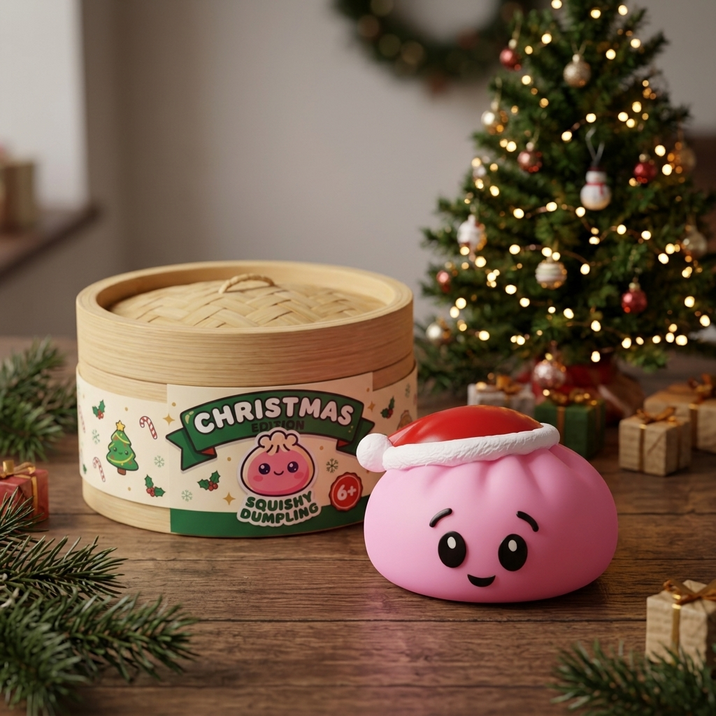 Dumpling Squishy Cappello di Natale Rosa Zucchero — squishy antistress slow-rise kawaii