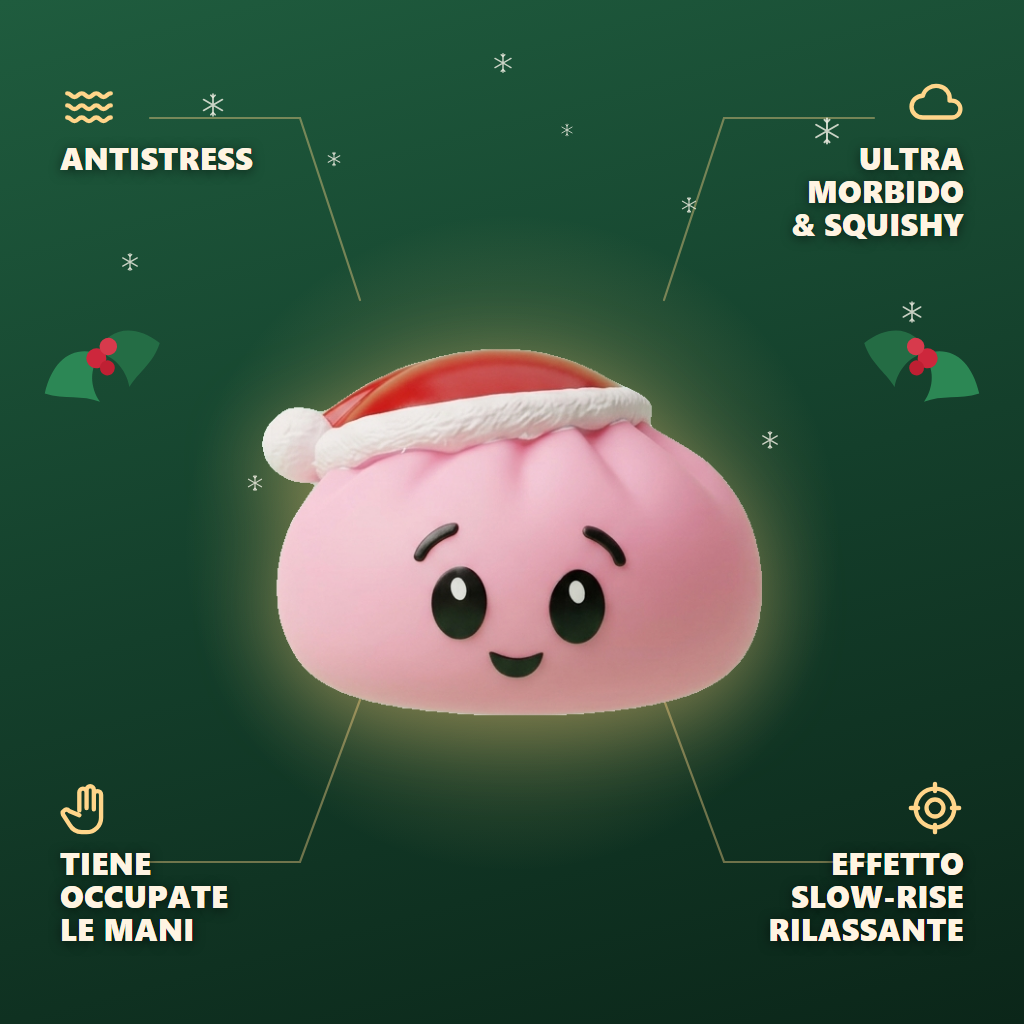 Dumpling Squishy Cappello di Natale Rosa Zucchero — squishy antistress slow-rise kawaii