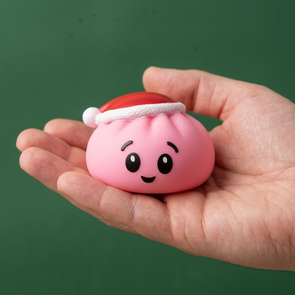 Dumpling Squishy Cappello di Natale Rosa Zucchero — squishy antistress slow-rise kawaii