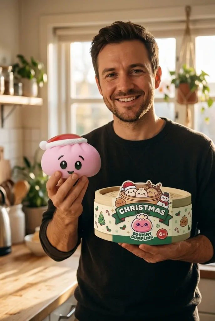 Dumpling Squishy Cappello di Natale Rosa Zucchero — squishy antistress slow-rise kawaii