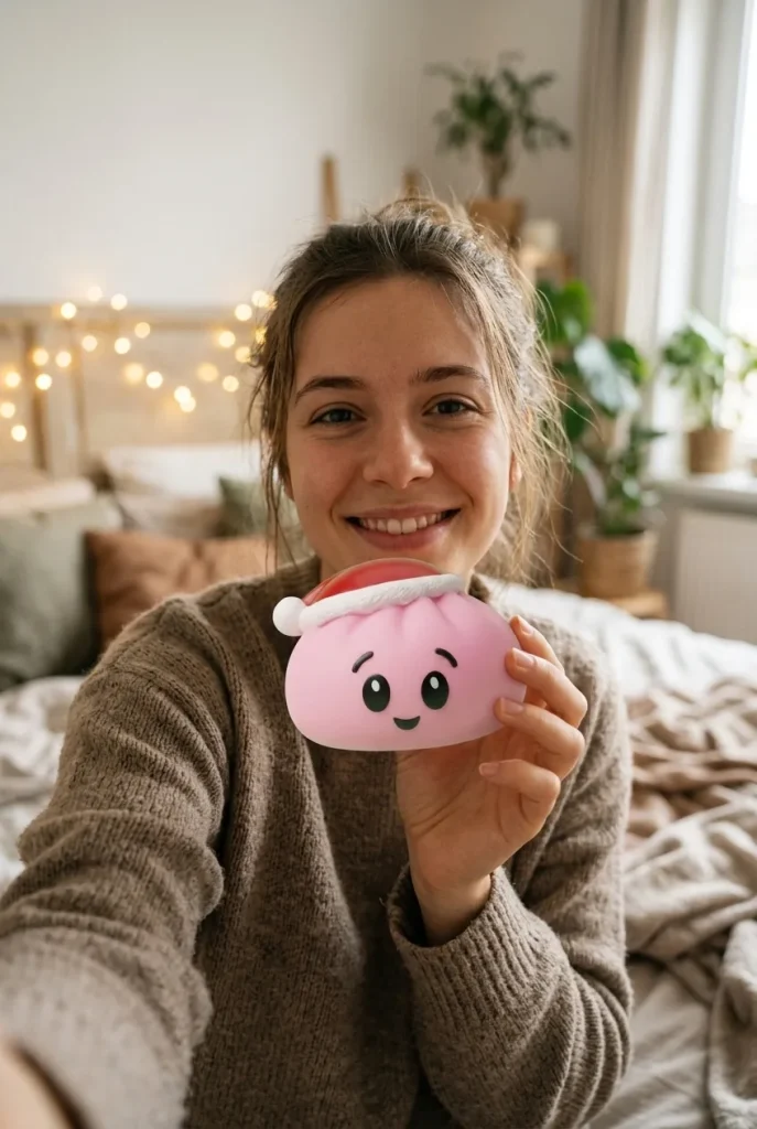 Dumpling Squishy Cappello di Natale Rosa Zucchero — squishy antistress slow-rise kawaii