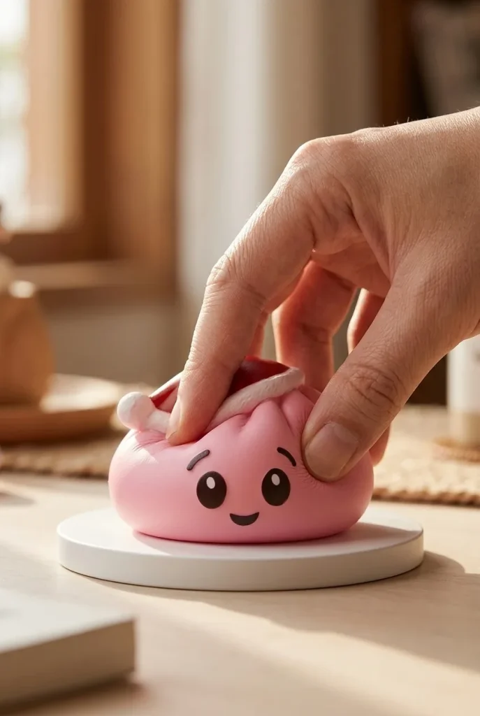 Dumpling Squishy Cappello di Natale Rosa Zucchero — squishy antistress slow-rise kawaii