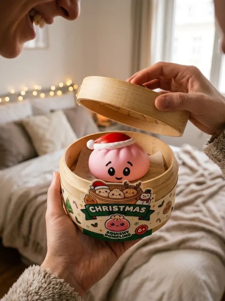 Dumpling Squishy Cappello di Natale Rosa Zucchero — squishy antistress slow-rise kawaii