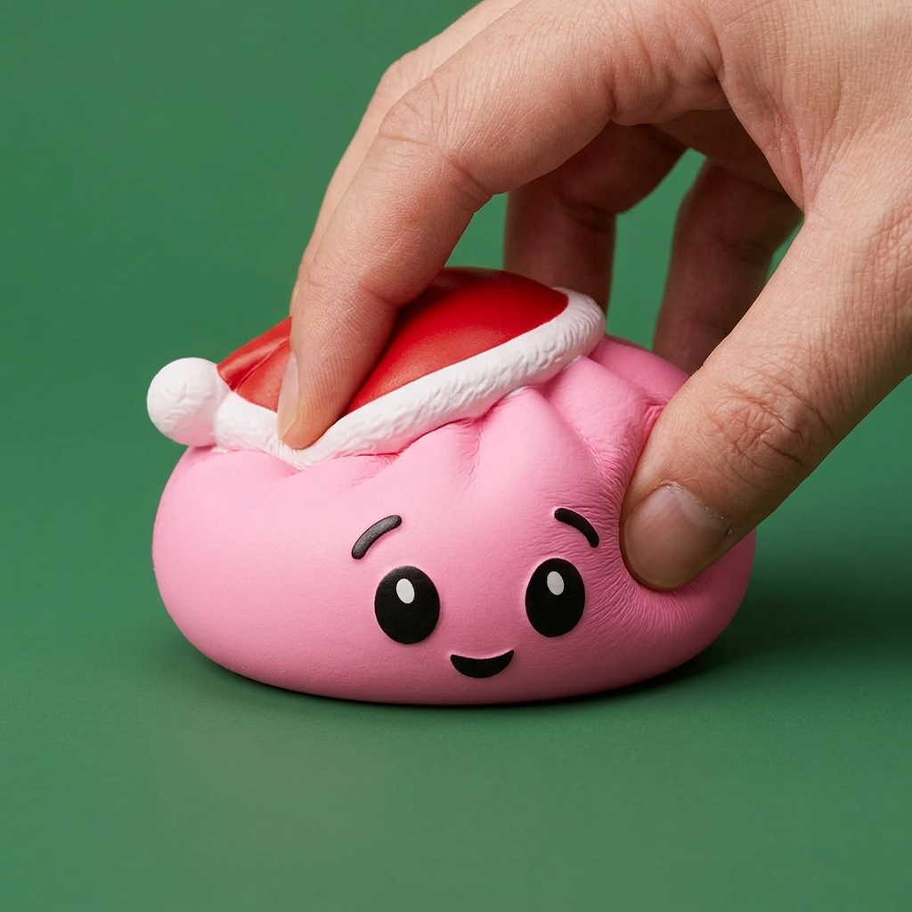 Dumpling Squishy Cappello di Natale Rosa Zucchero — squishy antistress slow-rise kawaii
