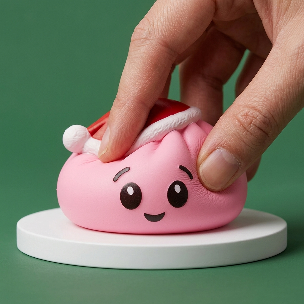 Dumpling Squishy Cappello di Natale Rosa Zucchero — squishy antistress slow-rise kawaii