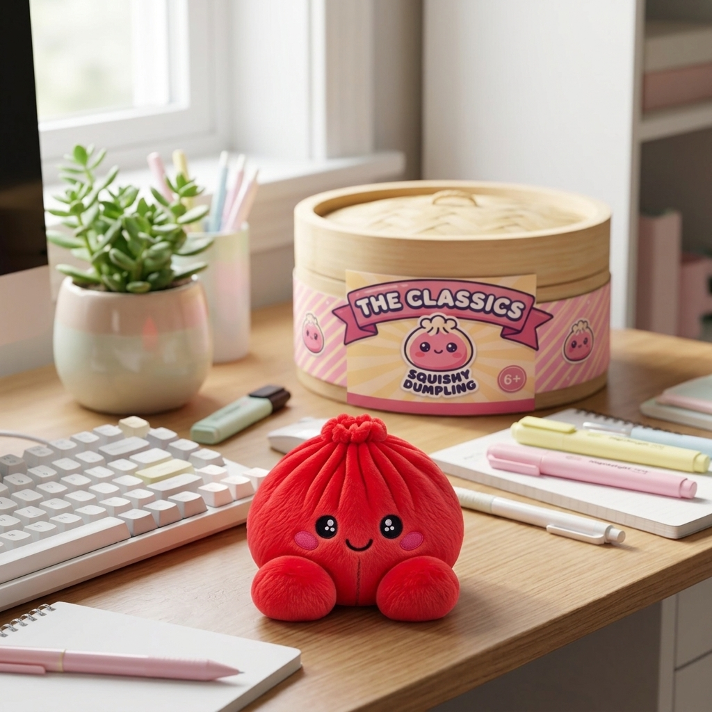 Dumpling Squishy Peluche Rosso Rubino — squishy antistress slow-rise kawaii