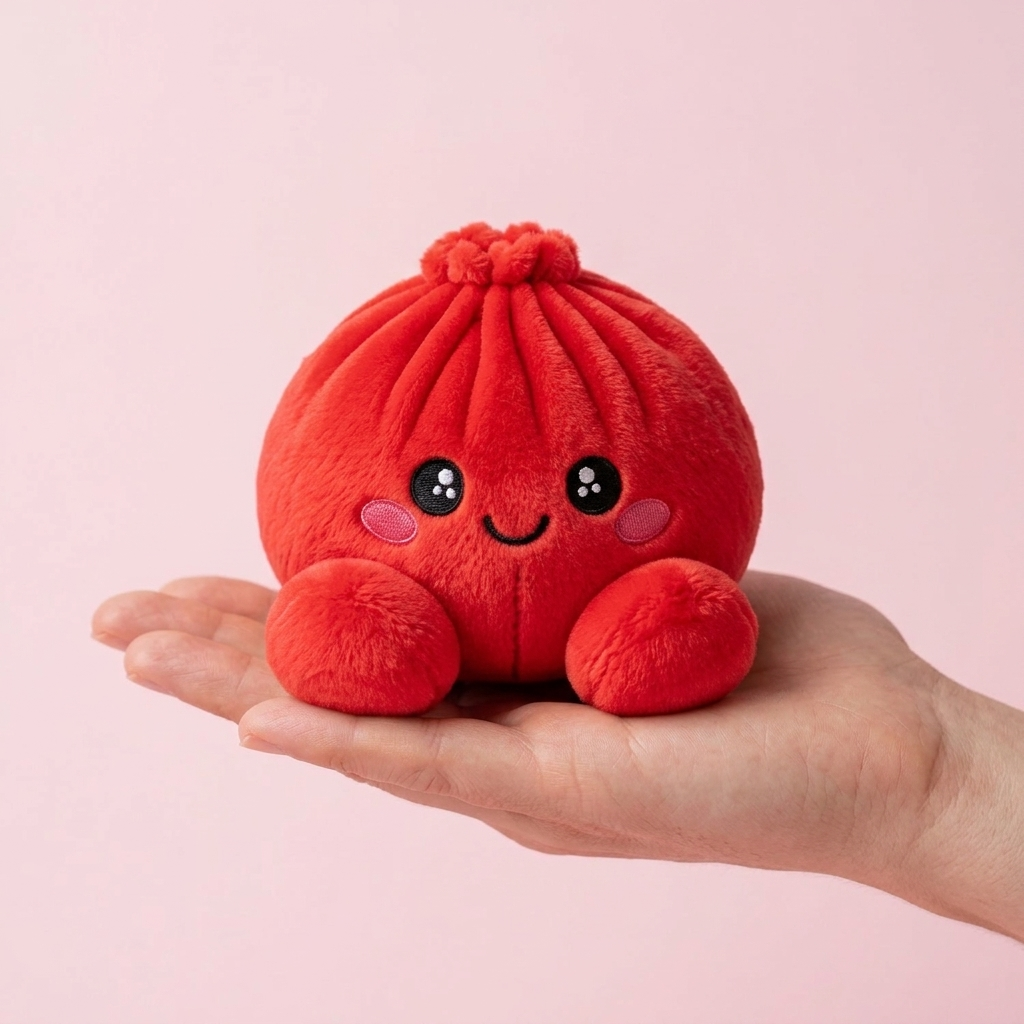 Dumpling Squishy Peluche Rosso Rubino — squishy antistress slow-rise kawaii
