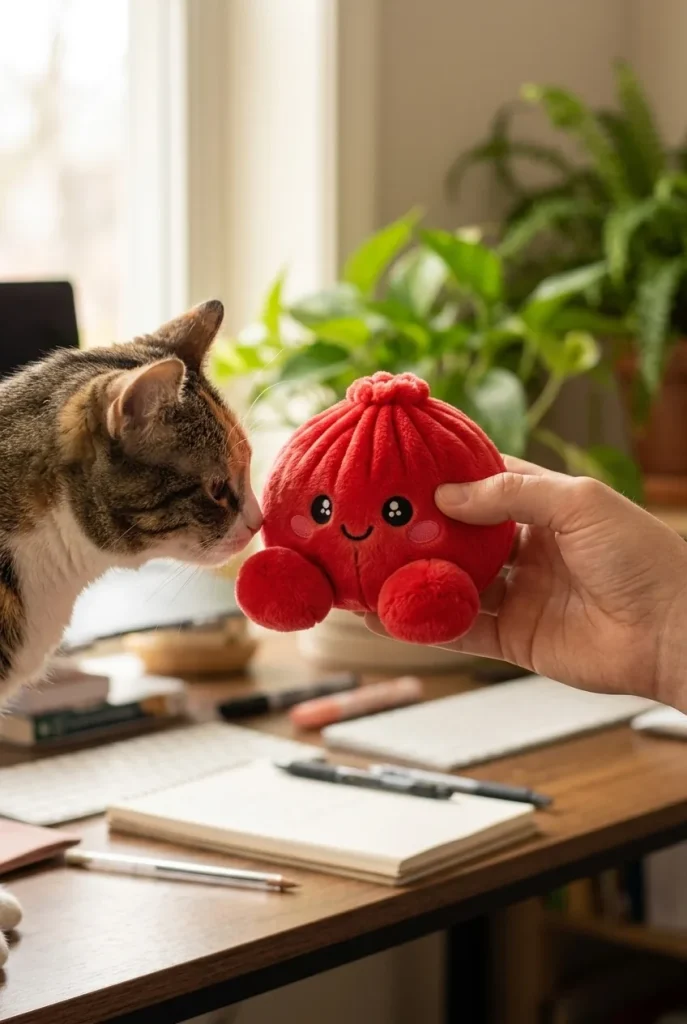 Dumpling Squishy Peluche Rosso Rubino — squishy antistress slow-rise kawaii
