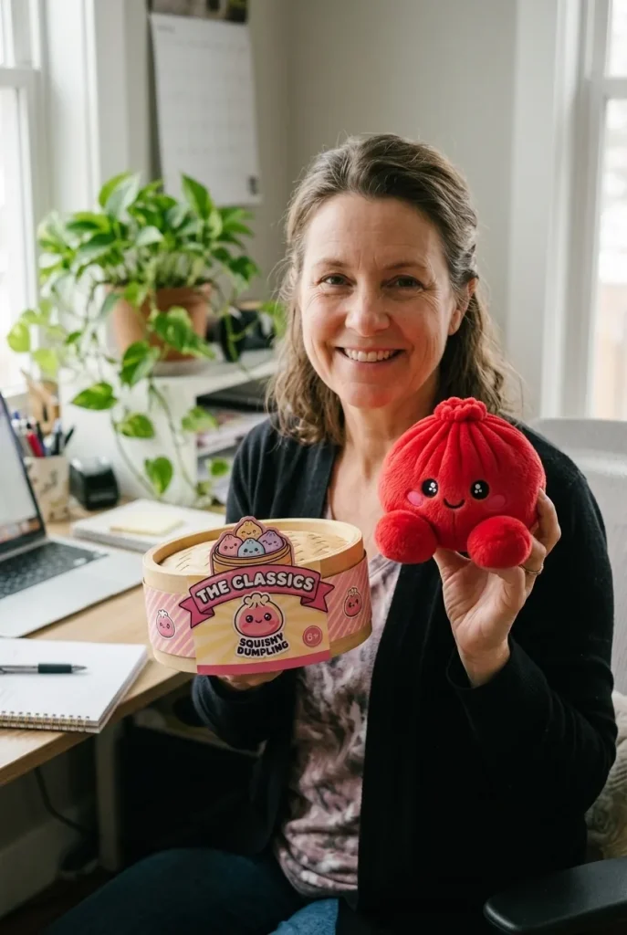 Dumpling Squishy Peluche Rosso Rubino — squishy antistress slow-rise kawaii