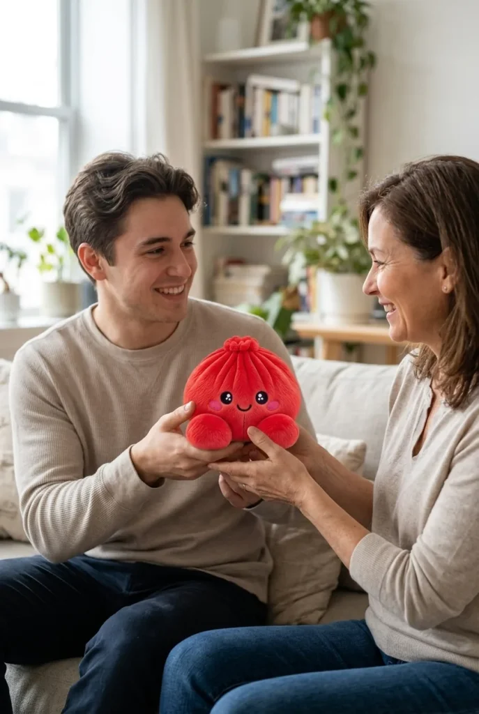 Dumpling Squishy Peluche Rosso Rubino — squishy antistress slow-rise kawaii