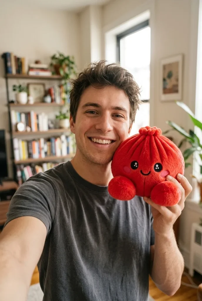 Dumpling Squishy Peluche Rosso Rubino — squishy antistress slow-rise kawaii