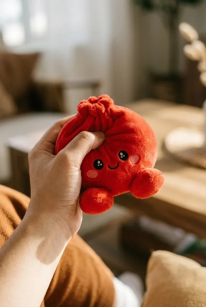 Dumpling Squishy Peluche Rosso Rubino — squishy antistress slow-rise kawaii