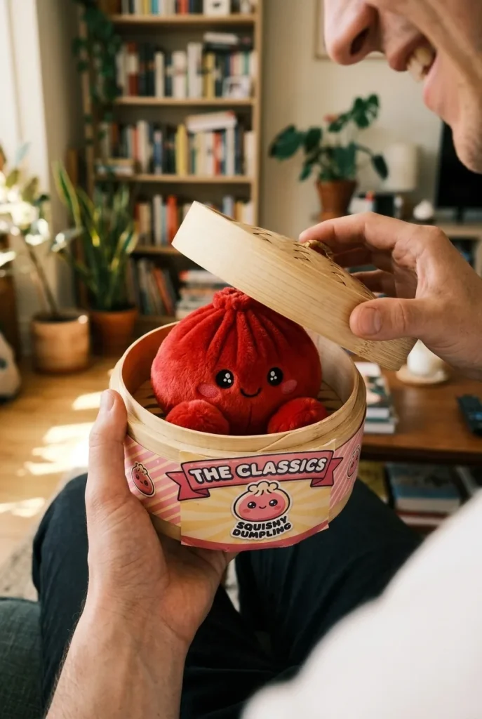 Dumpling Squishy Peluche Rosso Rubino — squishy antistress slow-rise kawaii