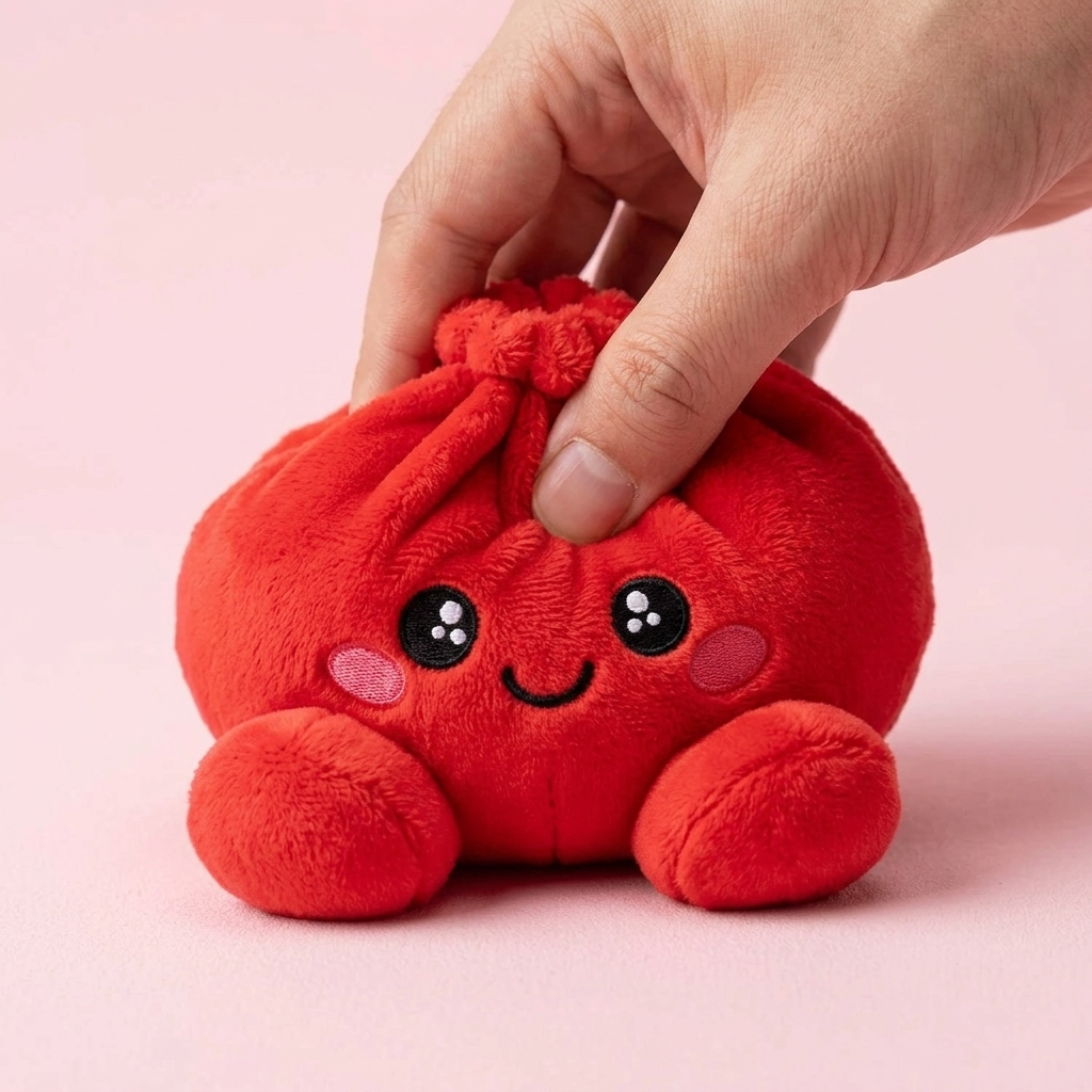 Dumpling Squishy Peluche Rosso Rubino — squishy antistress slow-rise kawaii