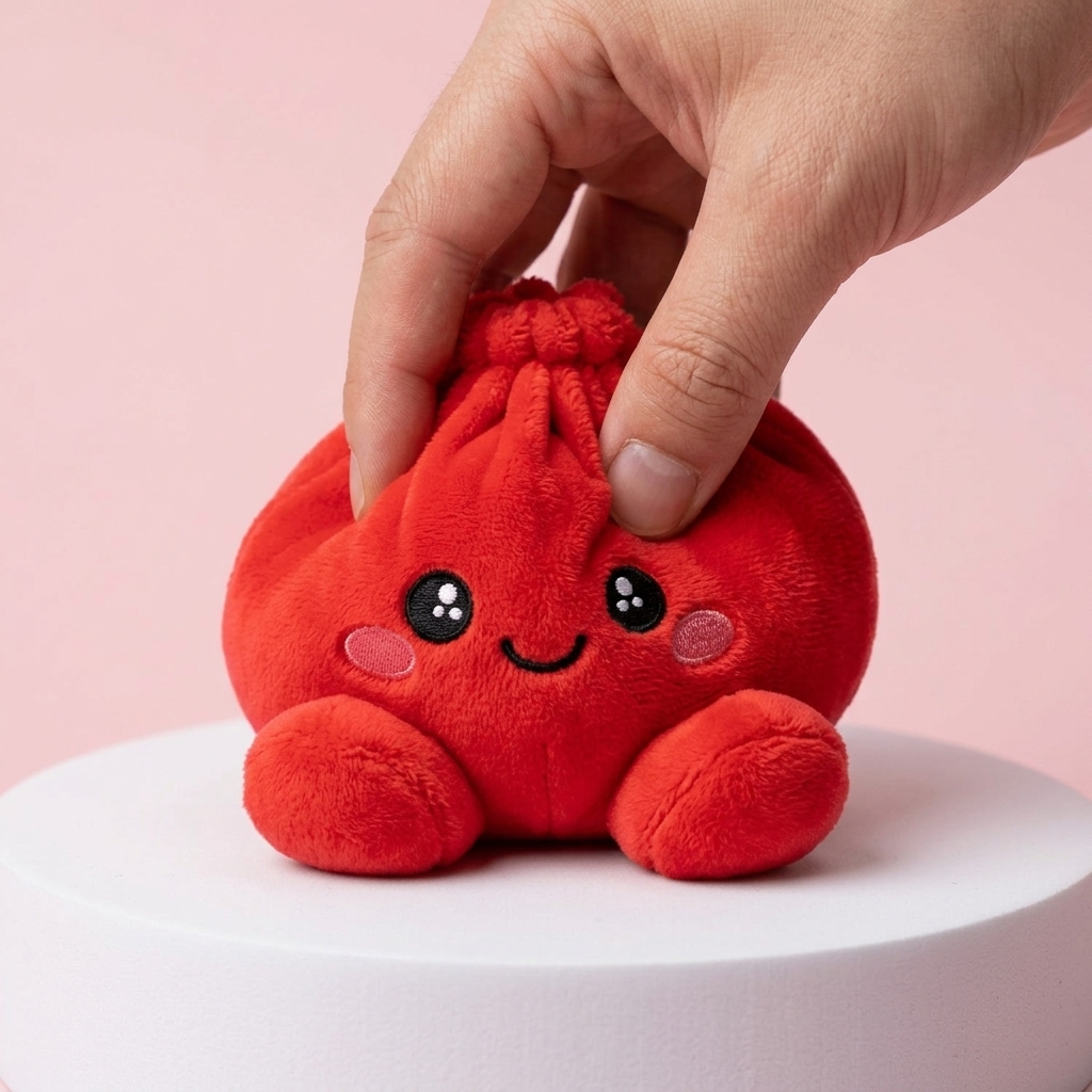 Dumpling Squishy Peluche Rosso Rubino — squishy antistress slow-rise kawaii