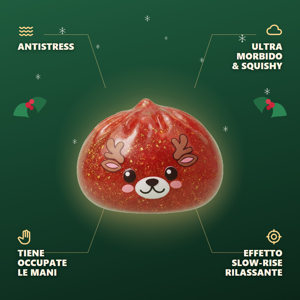 Squishy Dumpling Renna Rossa Glitter — squishy antistress slow-rise kawaii