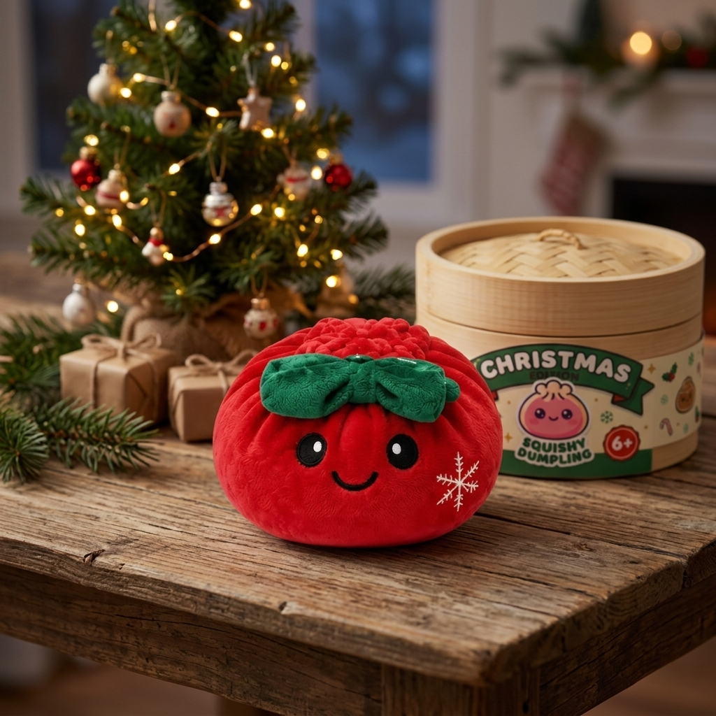 Squishy Dumpling Fiocco Festivo Rosso Natale — squishy antistress slow-rise kawaii