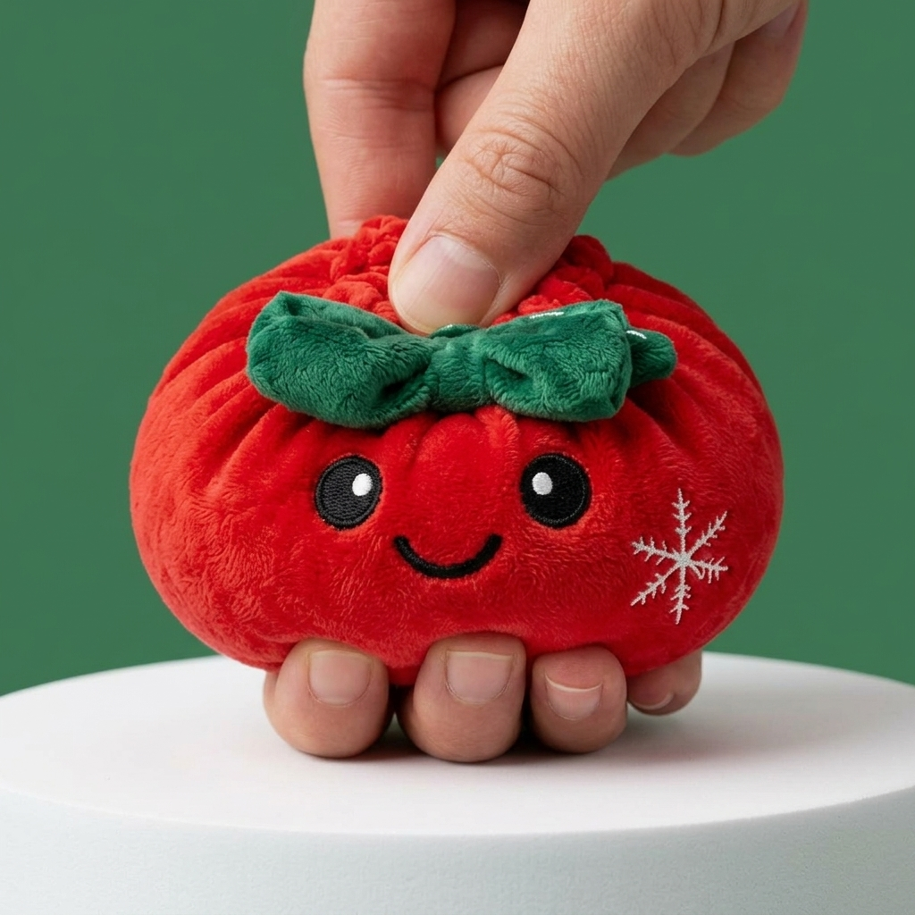 Squishy Dumpling Fiocco Festivo Rosso Natale — squishy antistress slow-rise kawaii