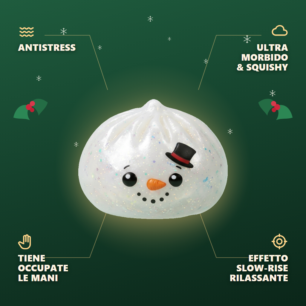 Pupazzo di Neve Dumpling Squishy Glitter — squishy antistress slow-rise kawaii