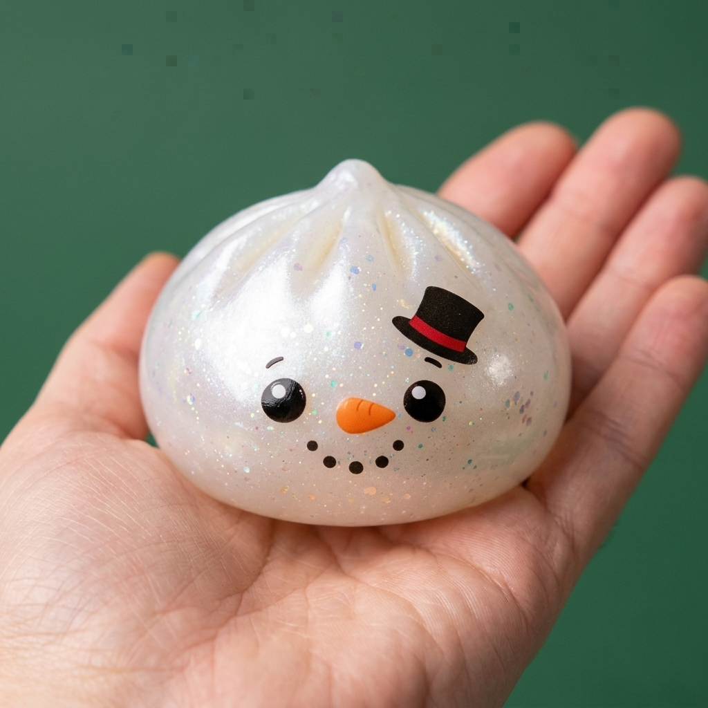 Pupazzo di Neve Dumpling Squishy Glitter — squishy antistress slow-rise kawaii