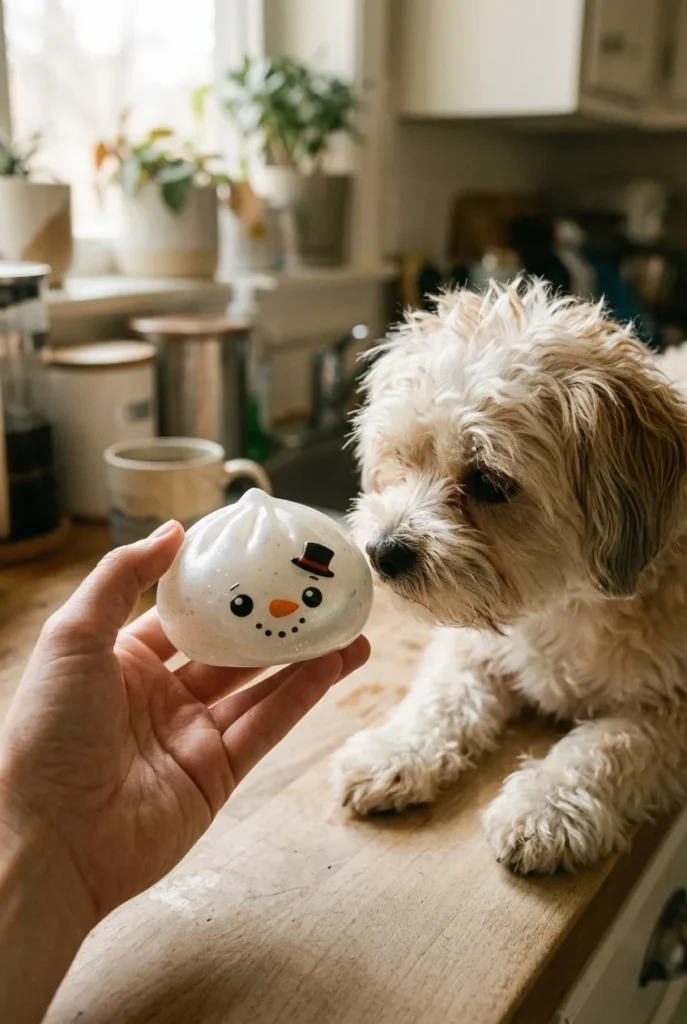 Pupazzo di Neve Dumpling Squishy Glitter — squishy antistress slow-rise kawaii