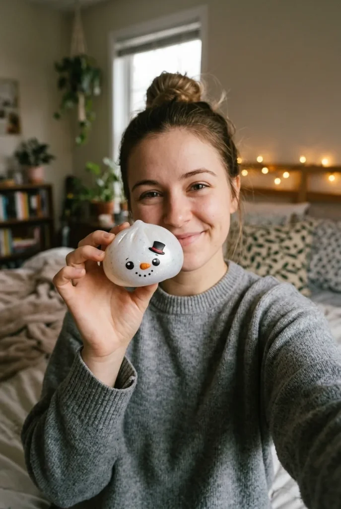 Pupazzo di Neve Dumpling Squishy Glitter — squishy antistress slow-rise kawaii