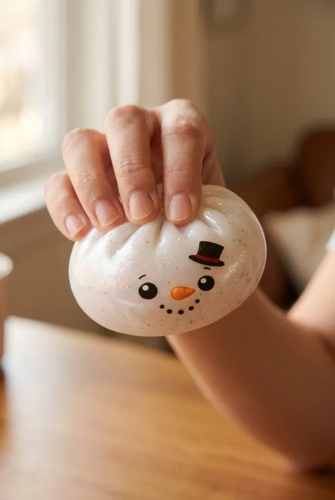 Pupazzo di Neve Dumpling Squishy Glitter — squishy antistress slow-rise kawaii