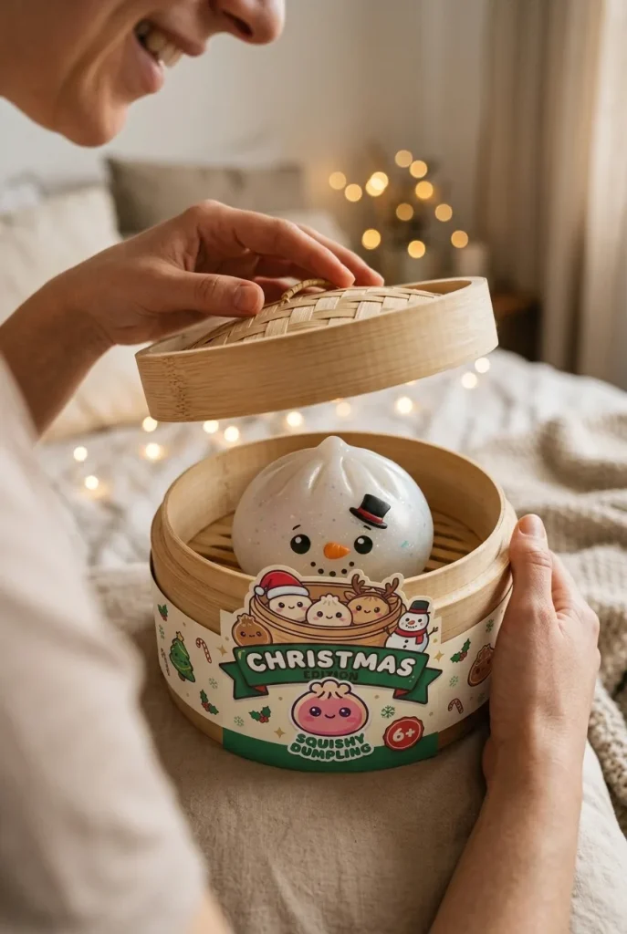 Pupazzo di Neve Dumpling Squishy Glitter — squishy antistress slow-rise kawaii