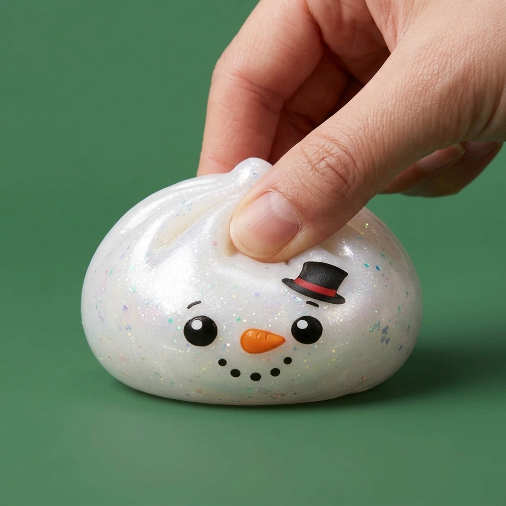 Pupazzo di Neve Dumpling Squishy Glitter — squishy antistress slow-rise kawaii