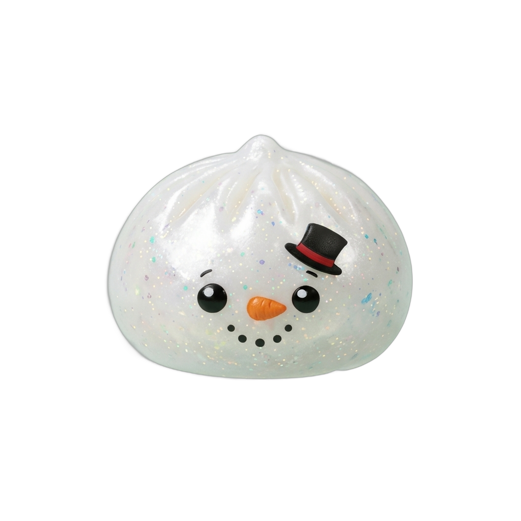 Pupazzo di Neve Dumpling Squishy Glitter — squishy antistress slow-rise kawaii