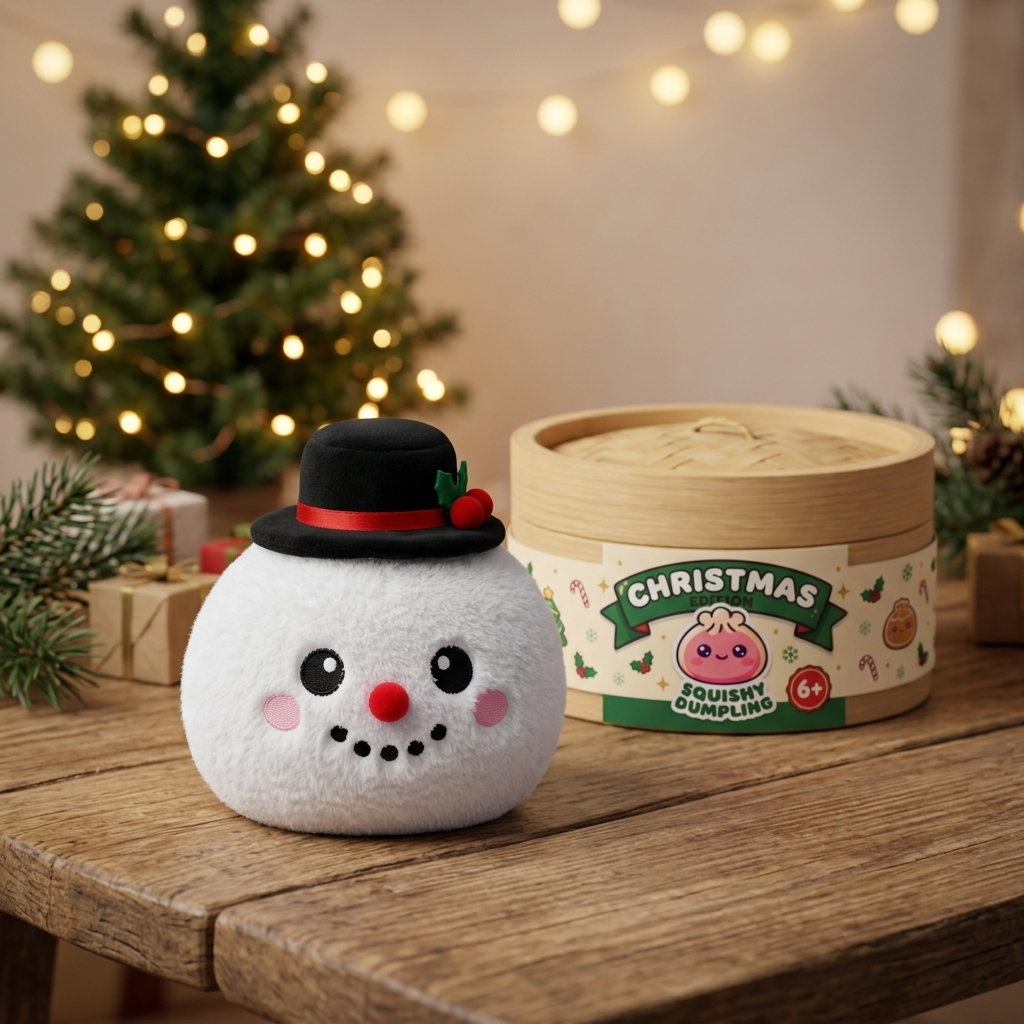 Squishy Dumpling Pupazzo di Neve con Cilindro — squishy antistress slow-rise kawaii