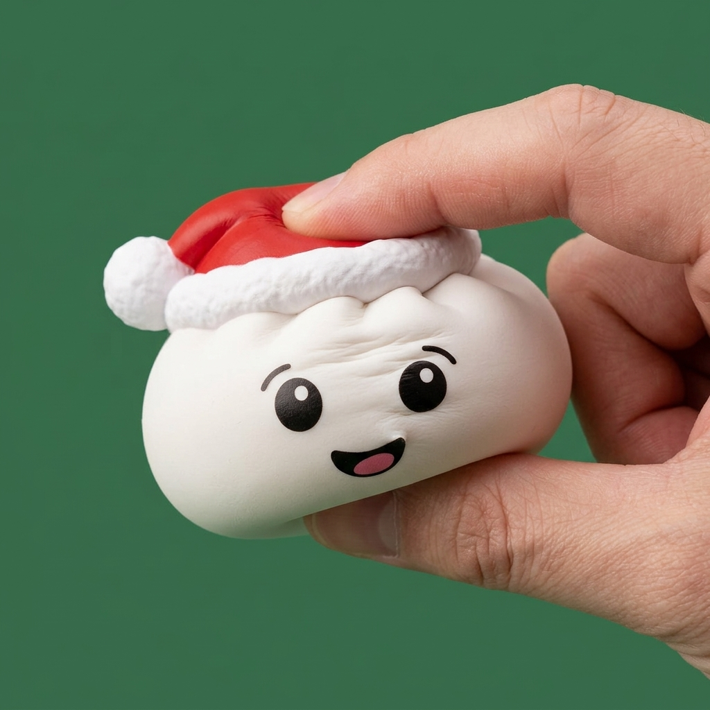 Squishy Dumpling Cappello di Natale Bianco — squishy antistress slow-rise kawaii