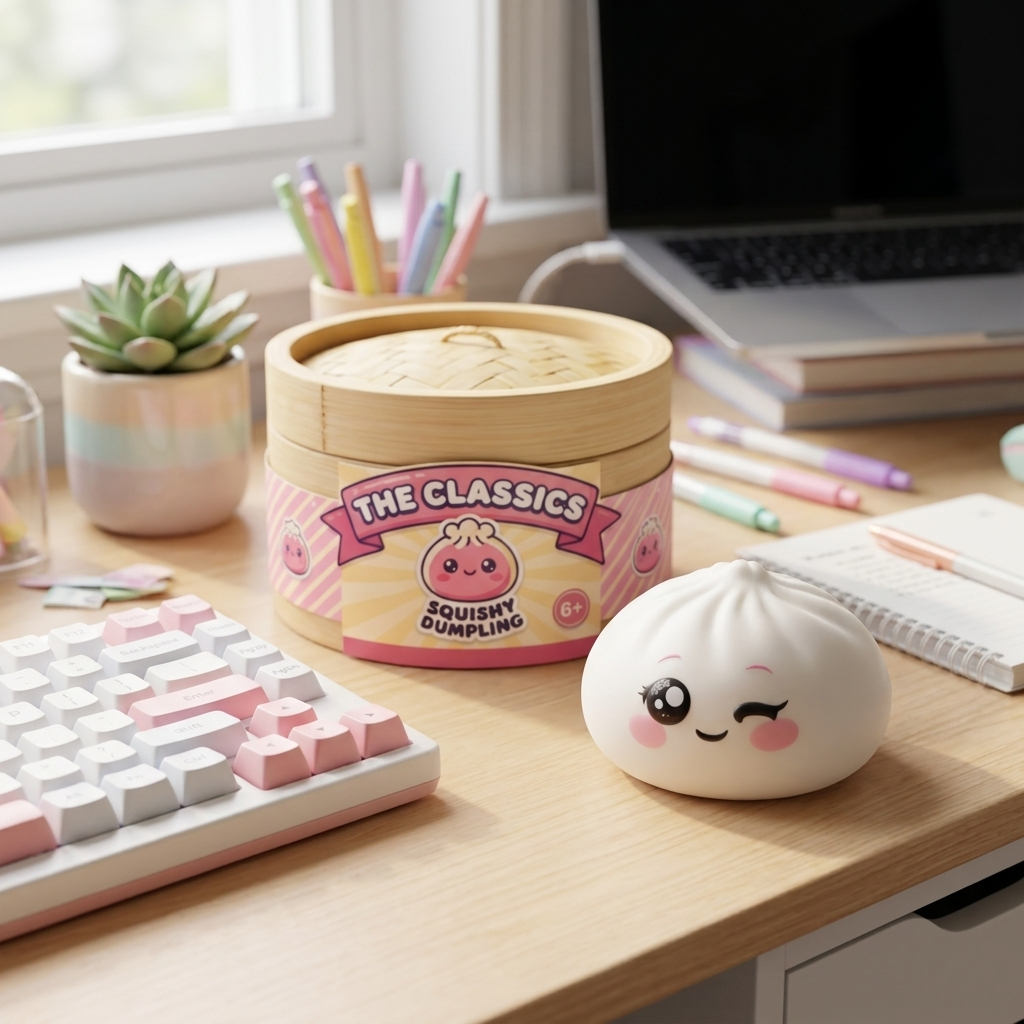 Dumpling Squishy Bianco Occhiolino — squishy antistress slow-rise kawaii