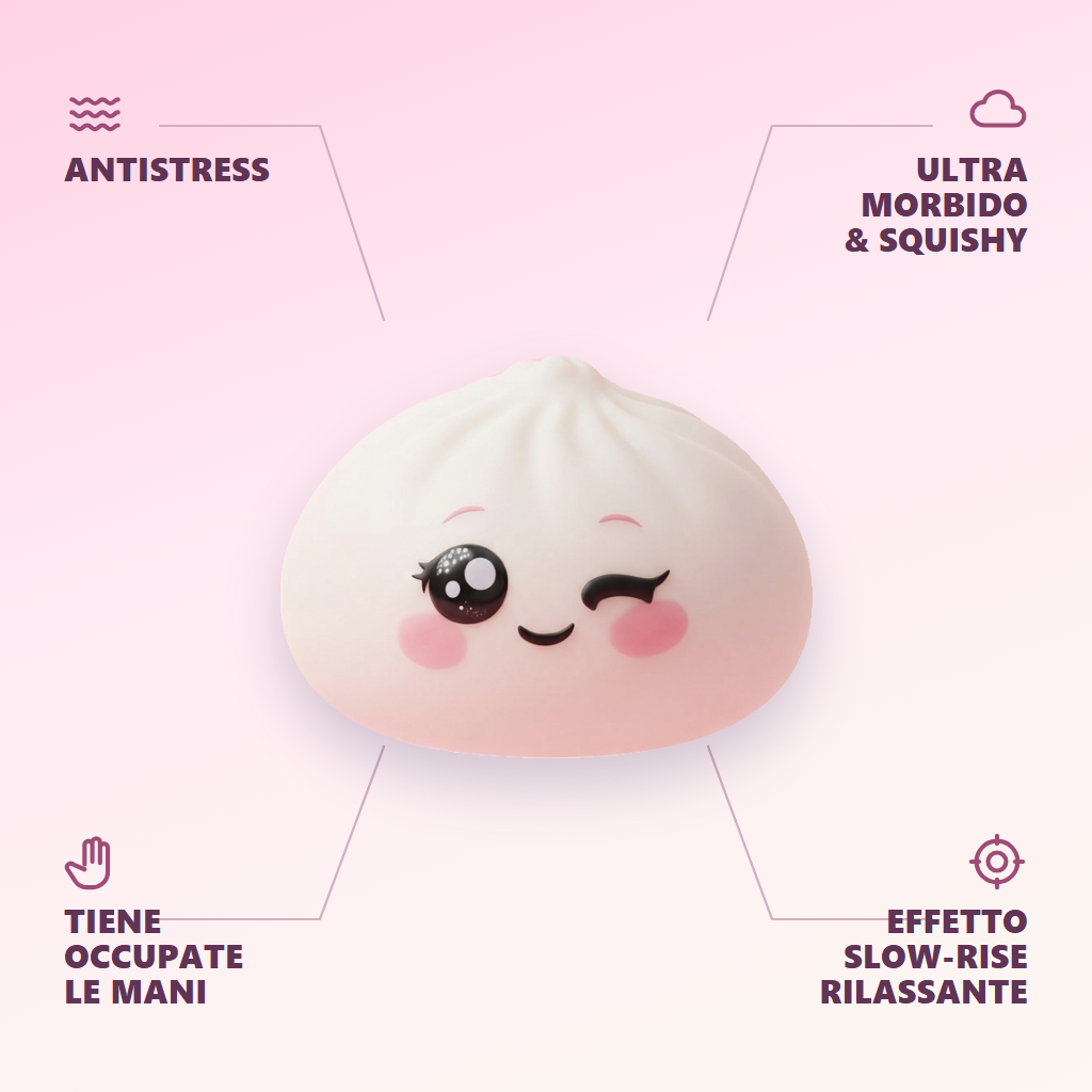 Dumpling Squishy Bianco Occhiolino — squishy antistress slow-rise kawaii