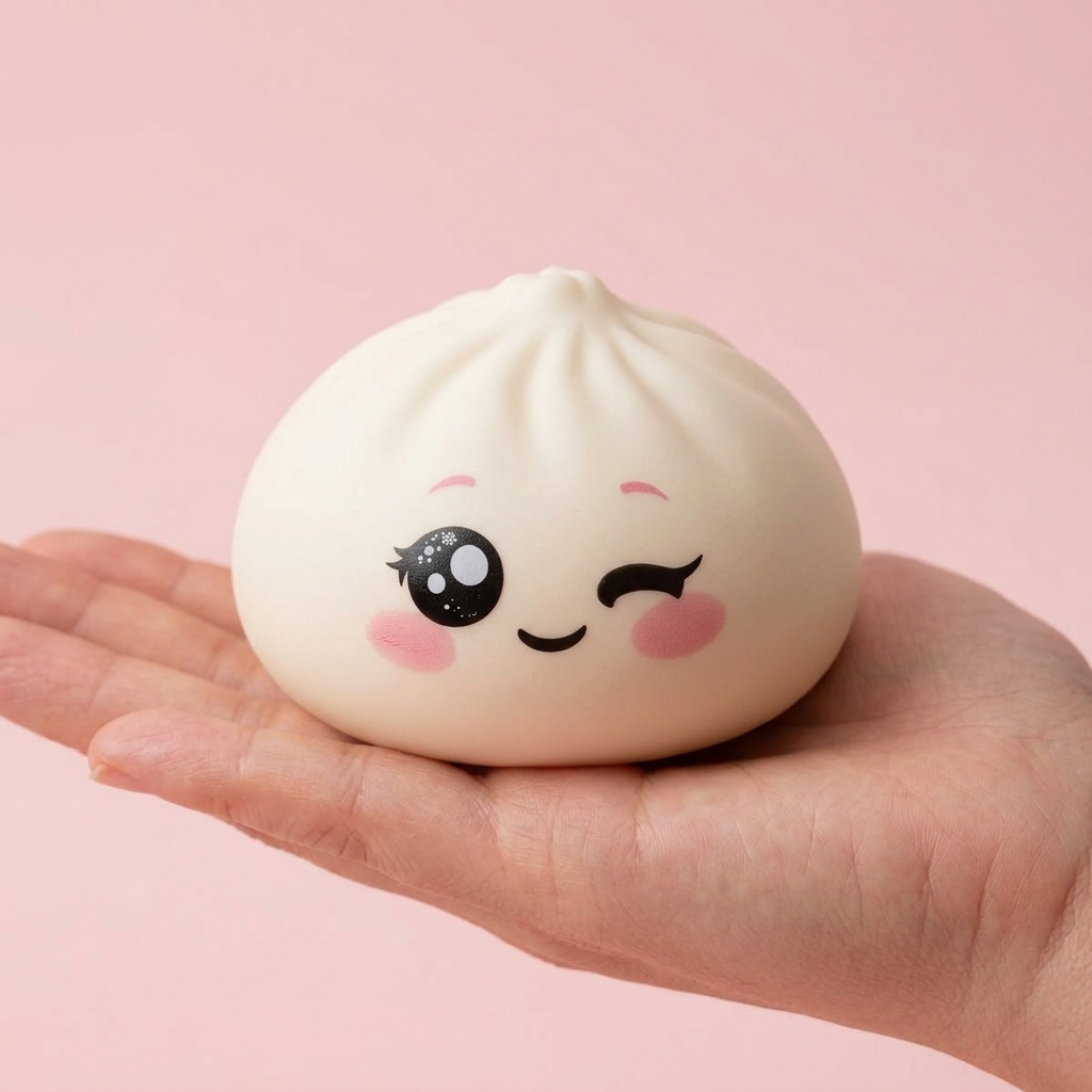 Dumpling Squishy Bianco Occhiolino — squishy antistress slow-rise kawaii