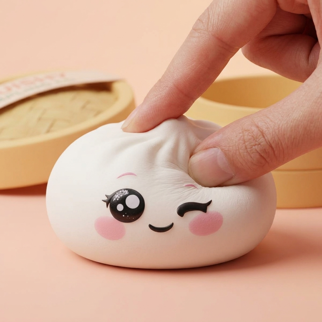 Dumpling Squishy Bianco Occhiolino — squishy antistress slow-rise kawaii